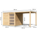 Abri toit plat en bois massif 19mm Qubic 6,05m² + appentis 5,6m² - Karibu