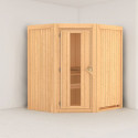 Sauna traditionnel d'angle TAURIN 2 à 3 places 68mm sans couronne - avec porte à économie d'énergie KARIBU