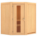 Sauna traditionnel d'angle TAURIN 2 à 3 places 68mm sans couronne - avec porte à économie d'énergie KARIBU