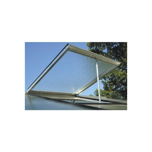 Lucarne de ventilation avec cadre en aluminium et verre martelé pour serres ACD