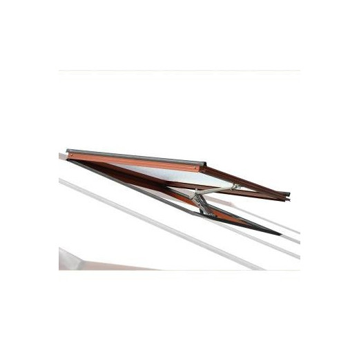 Lucarne de ventilation avec cadre en aluminium laqué RAL et verre martelé pour serres ACD