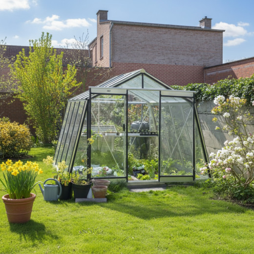 Serre de jardin S104H 9,12m² en aluminium et verre trempé ALULINE – ACD