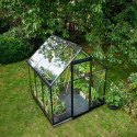 Serre de jardin 3,9m² noire en verre trempé Qube - Halls