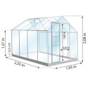 Serre Allium Venus 4,9m² en aluminium naturel et verre trempé 3mm + embase incluse - Natura Lams