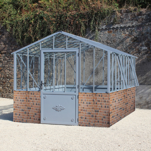 Serre de jardin Classique sur muret 2,75x3,8m en verre trempé - Lams
