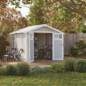 Abri de jardin en PVC 4m² UTILITY blanc et gris vert Grosfillex + kit ancrage offert