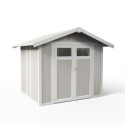 Abri de jardin en PVC 4m² UTILITY blanc et gris vert Grosfillex + kit ancrage offert