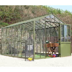 Serre de jardin Authentique sur base 2,75x2,3m en verre trempé - Lams