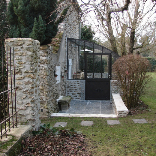 Serre adossée Harmonie Chambord sur muret 2,8x3,8m en verre trempé - Lams