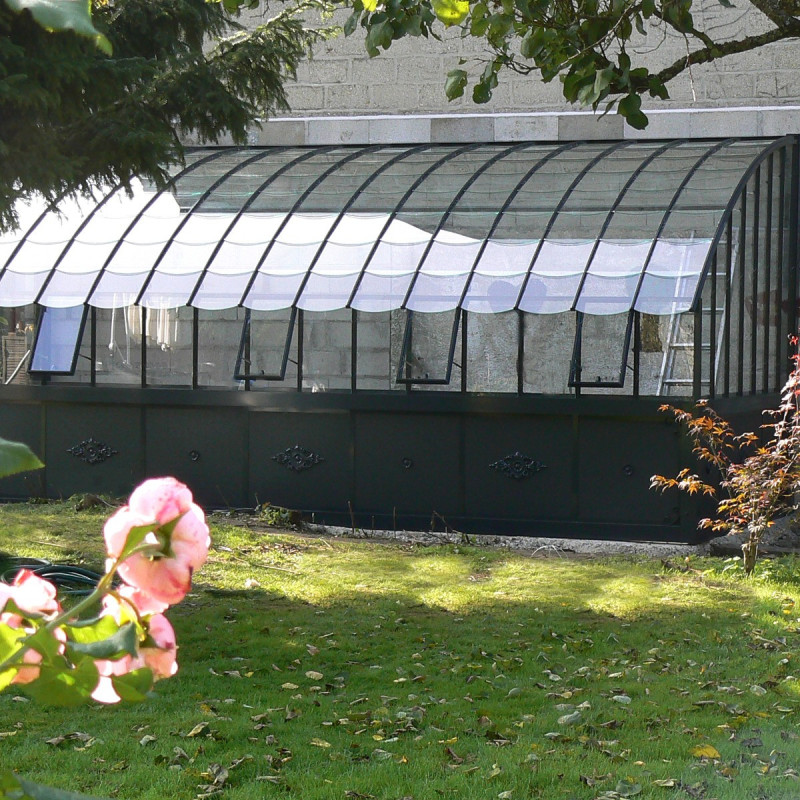 Serre adossée Harmonie Chambord sur embase 2,8x5,3m en verre trempé - Lams