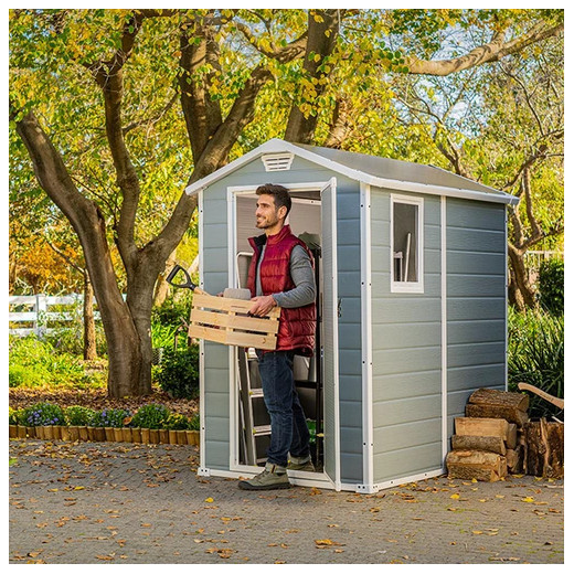 Abri de jardin en résine 2,5m² Premium 46 S gris clair + plancher - Keter