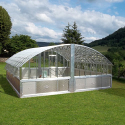 Serre Harmonie Amboise en aluminium et verre trempé 4mm sur embase 5,6x4,55m - Lams