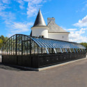 Serre Harmonie Amboise en aluminium et verre trempé 4mm sur embase 5,6x4,55m - Lams
