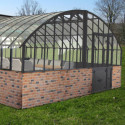 Serre Harmonie Amboise en aluminium et verre trempé 4mm sur muret 5,6x5,3m - Lams