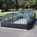 Serre Harmonie Amboise en aluminium et verre trempé 4mm sur embase 5,6x6,05m - Lams
