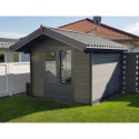 Abri de jardin en bois composite 28mm gris foncé 9m² double porte alu et double vitrage - Woodlife