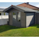 Abri de jardin en bois composite 28mm gris foncé 9m² double porte alu et double vitrage - Woodlife