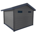 Abri de jardin en bois composite 28mm gris foncé 9m² double porte alu et double vitrage - Woodlife