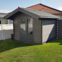 Abri de jardin en bois composite 28mm gris foncé 9m² double porte alu et double vitrage - Woodlife