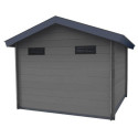 Abri de jardin en bois composite 28mm gris foncé 14,44m² double porte alu et double vitrage - WoodLife