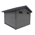 Abri de jardin en bois composite 28mm gris foncé 14,44m² double porte alu et double vitrage - WoodLife