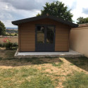 Abri de jardin en bois composite 28mm bois vieilli 14,44m² double porte alu et double vitrage - WoodLife
