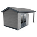 Abri de jardin en bois composite gris foncé 9m² + 9m² terrasse - Woodlife