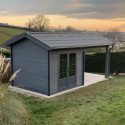 Abri de jardin en bois composite gris foncé 9m² + 9m² terrasse - Woodlife