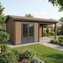 Abri de jardin en bois composite bois vieilli 9m² + 9m² terrasse - Woodlife Garden