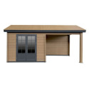 Abri de jardin en bois composite bois vieilli 9m² + 9m² terrasse - Woodlife
