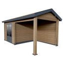 Abri de jardin en bois composite bois vieilli 9m² + 9m² terrasse - Woodlife