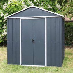 Abri de jardin métal anthracite 5,97m² + kit d'ancrage inclus - YARDMASTER