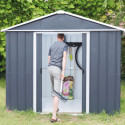 Abri de jardin métal anthracite 7,18m² + kit d'ancrage inclus - YARDMASTER