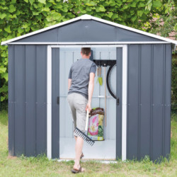 Abri de jardin métal anthracite 9,03m² + kit d'ancrage inclus - YARDMASTER