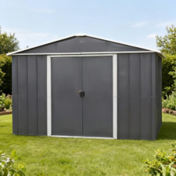 Abri de jardin métal anthracite 12m² + kit d'ancrage inclus - YARDMASTER
