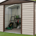 Abri de jardin métal beige et marron 7,18m² + kit d'ancrage inclus - YARDMASTER