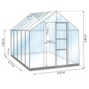 Serre Carvi Merkur 8,10m² en aluminium naturel et verre trempé 3mm + embase incluse - Natura Lams