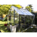 Serre Carvi Merkur 8,10m² en aluminium naturel et verre trempé 3mm + embase incluse - Natura Lams