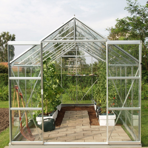 Serre Laurus Uranus 9,85m² en aluminium naturel et verre trempé 3mm + embase incluse - Natura Lams