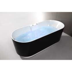 Baignoire balnéo + tablier - ilôt - noire et blanche - Ukio - SPALINA