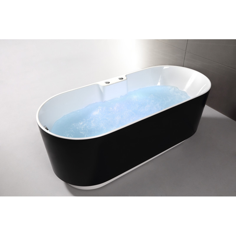 Baignoire balnéo + tablier - ilôt - noire et blanche - Ukio - SPALINA