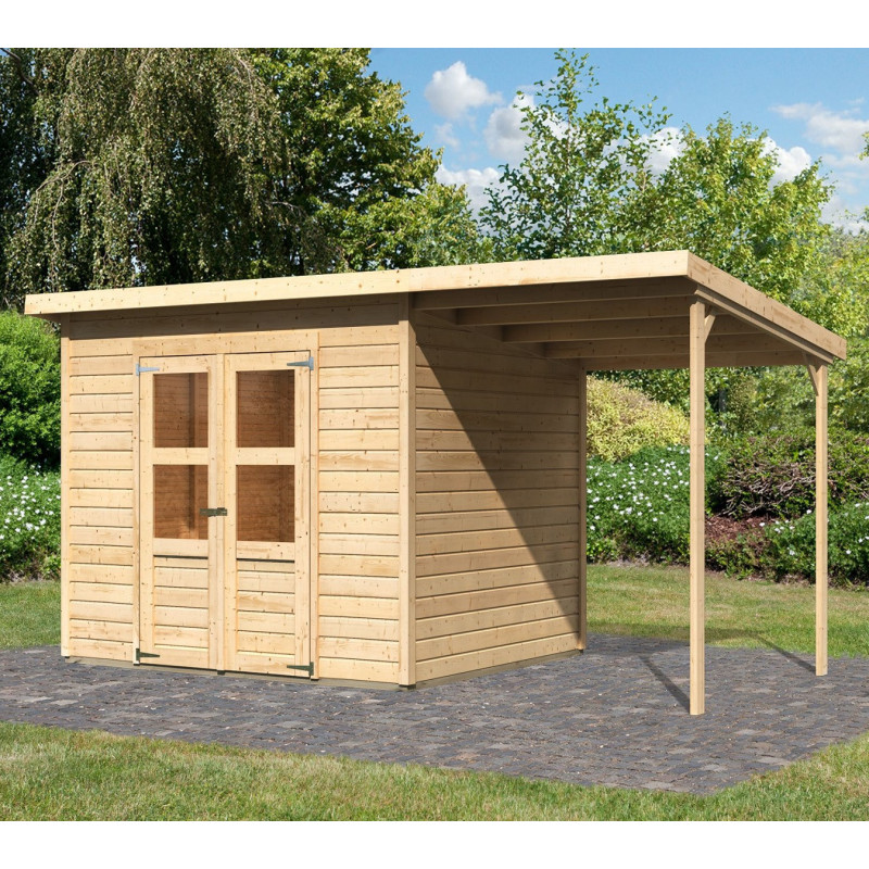 Abri de jardin en bois massif 5,18m² + appentis Merseburg 5 - Karibu