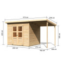 Abri de jardin en bois massif 5,18m² + appentis Merseburg 5 - Karibu