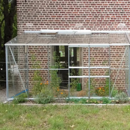 Serre Melissa Ida 7,2m² en aluminium naturel et verre trempé 3mm + embase incluse – Natura Lams