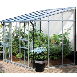 Serre Melissa Ida 4,9m² en aluminium naturel et verre trempé 3mm + embase incluse – Natura Lams
