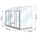 Serre Melissa Ida 3,30m² en aluminium naturel et verre trempé 3mm + embase incluse – Natura Lams