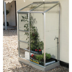 Serre Melissa Ida 0,9m² en aluminium naturel et verre trempé 3mm + embase incluse – Natura Lams