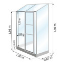 Serre Melissa Ida 0,9m² en aluminium naturel et verre trempé 3mm + embase incluse – Natura Lams