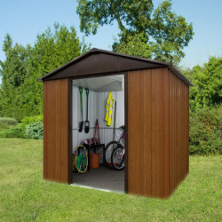 Abri de jardin métal aspect bois et marron 5,97m² + kit d'ancrage inclus - YARDMASTER