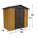 Abri de jardin métal aspect bois et marron 5,97m² + kit d'ancrage inclus - YARDMASTER